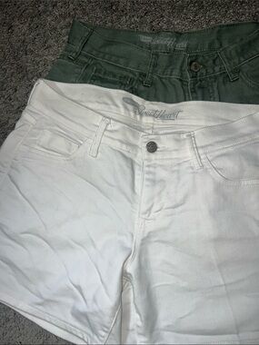 Old Navy White and Forest Green Denim Shorts Duo